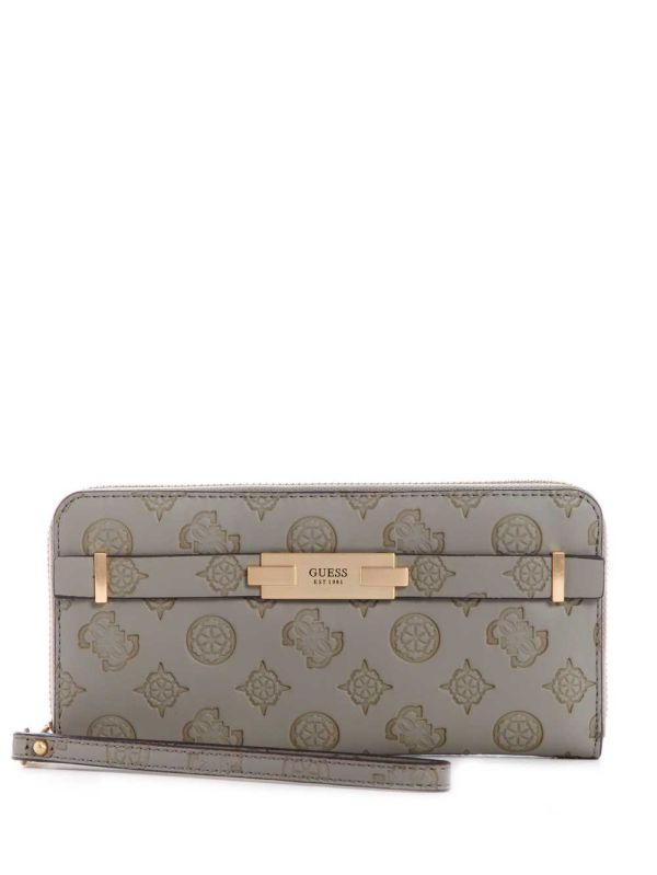 Grey White Women's Guess Bea Large Zip-Around Wallets Australia Sale | 134ACTZDQ