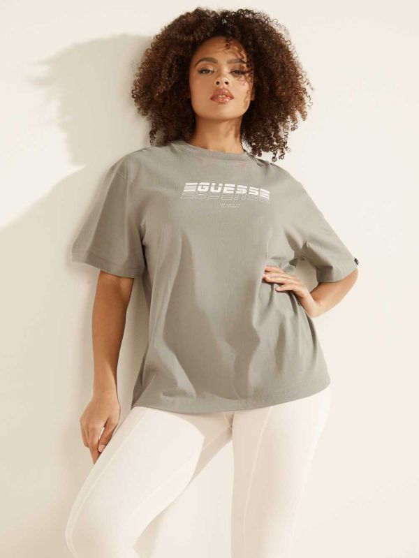 Grey Women's Guess Eco Dalya Logo T-shirt Australia Sale | 521QZRTKY