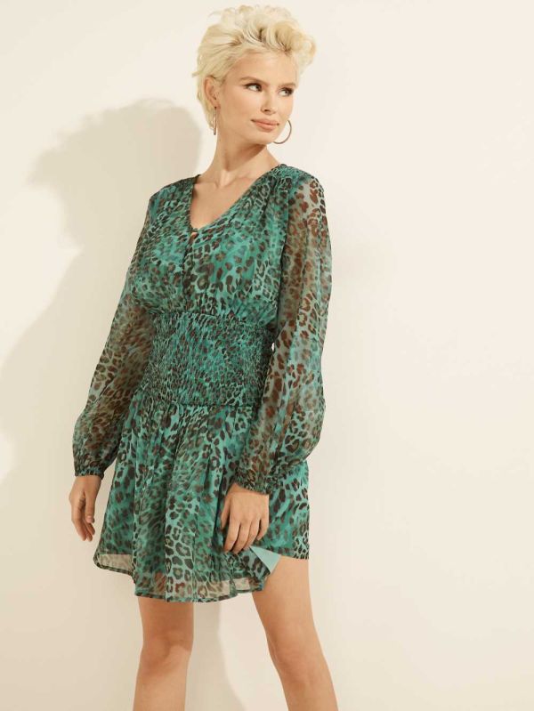 Leopard Women's Guess Eco Laureen Dresses Australia Sale | 253JUPORY