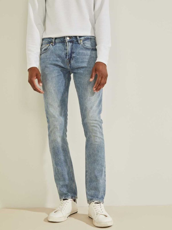 Light Blue Men's Guess Eco Skinny Jeans Australia Sale | 138MHRENO