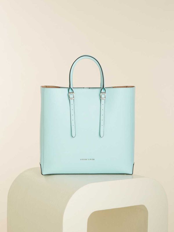 Light Blue Women's Guess Lady Luxe Leather Tote Bags Australia Sale | 752FOCWLQ