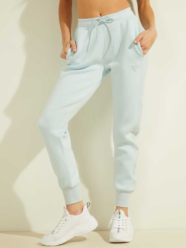 Light Blue Women's Guess Scuba Logo Tape Joggers Australia Sale | 310FCZGXN