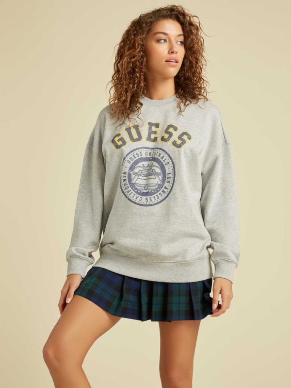 Light Grey Women's Guess Originals Oversized Pullover Sweatshirt Australia Sale | 439XEKQTG