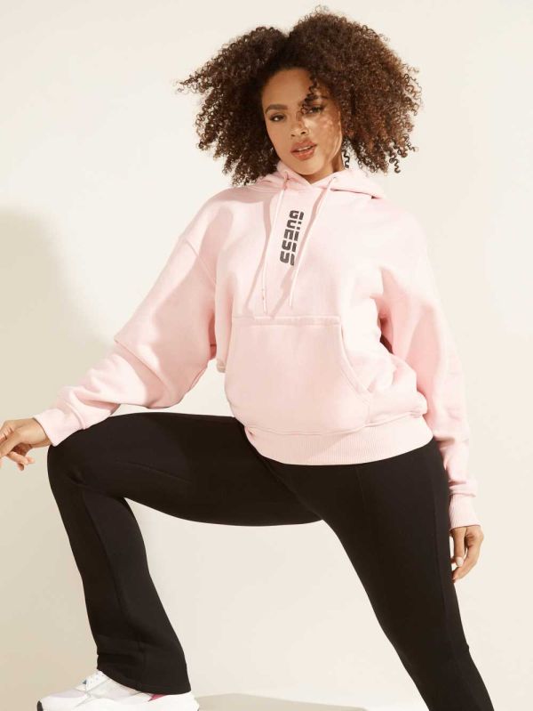 Light Pink Women's Guess Eco Alisha Hooded Sweatshirt Australia Sale | 574TQOMHW