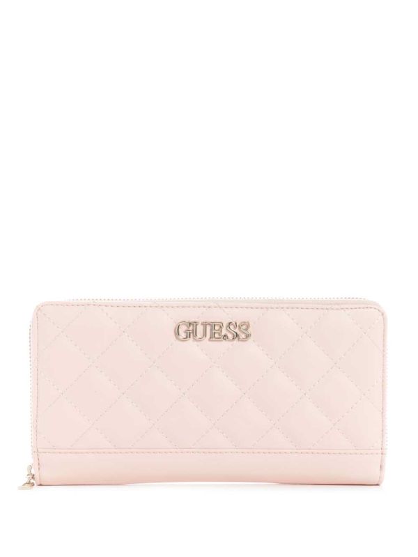 Light Pink Women's Guess Illy Check Organizer Wallets Australia Sale | 769MPFEDK