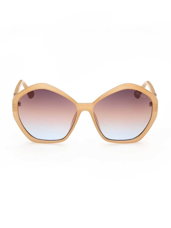 Light Pink Women's Guess Oversized Geometric Logo Sunglasses Australia Sale | 213NUMJQZ