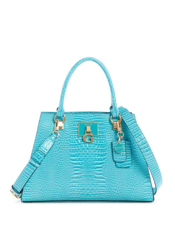 Light Turquoise Women's Guess Stephi Girlfriend Satchel Bags Australia Sale | 497TQCJWN