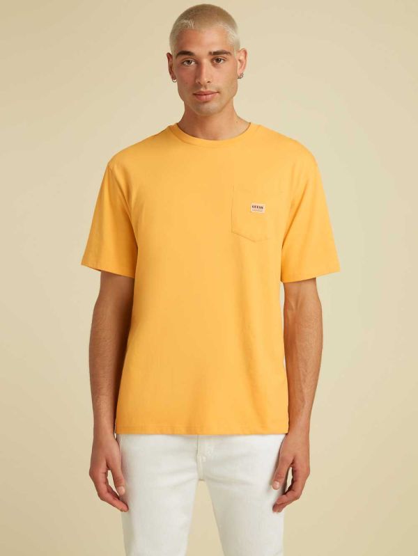 Mango Yellow Men's Guess Originals Kit Pocket T-shirt Australia Sale | 259JWYKDA