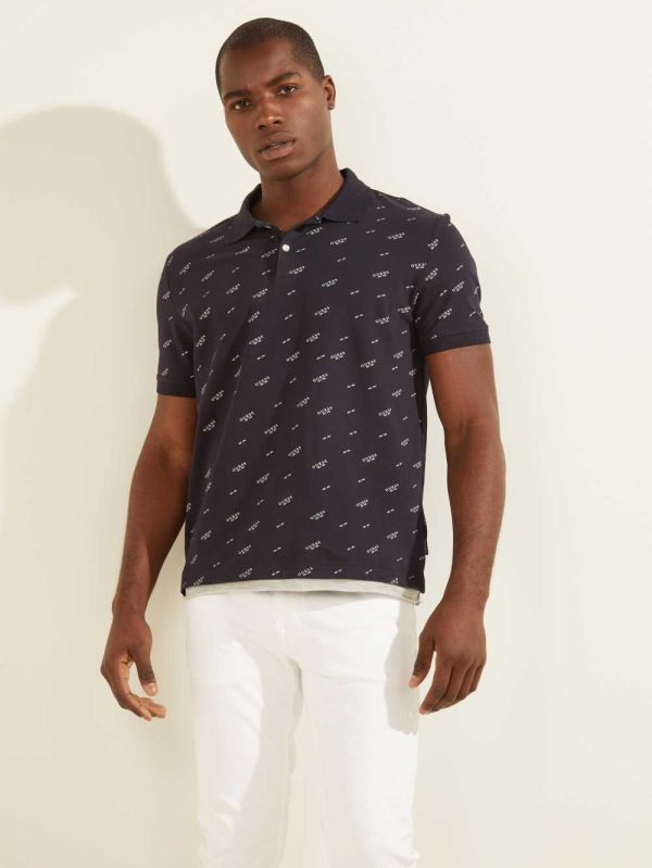 Navy Men's Guess Corey Polo Shirts Australia Sale | 217EOWHZS