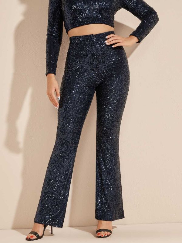 Navy Women's Guess Moonlight Sequin Pants Australia Sale | 419JIEFVY