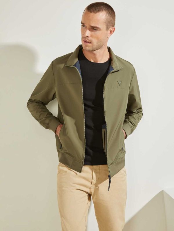 Olive Blue Men's Guess Amos Bomber Jackets Australia Sale | 649QDLPRE