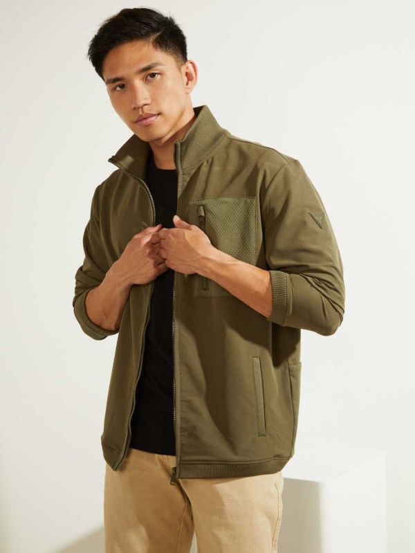 Olive Men's Guess Explorer Zip-Up Jackets Australia Sale | 509VXFBJC