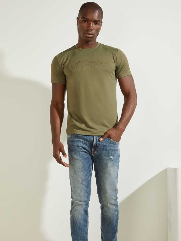 Olive Men's Guess Korey T-shirt Australia Sale | 130APHSWR