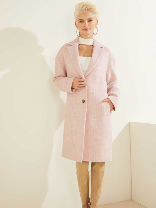 Pink Women's Guess Destiny Wool-Blend Coats Australia Sale | 501REGNCV