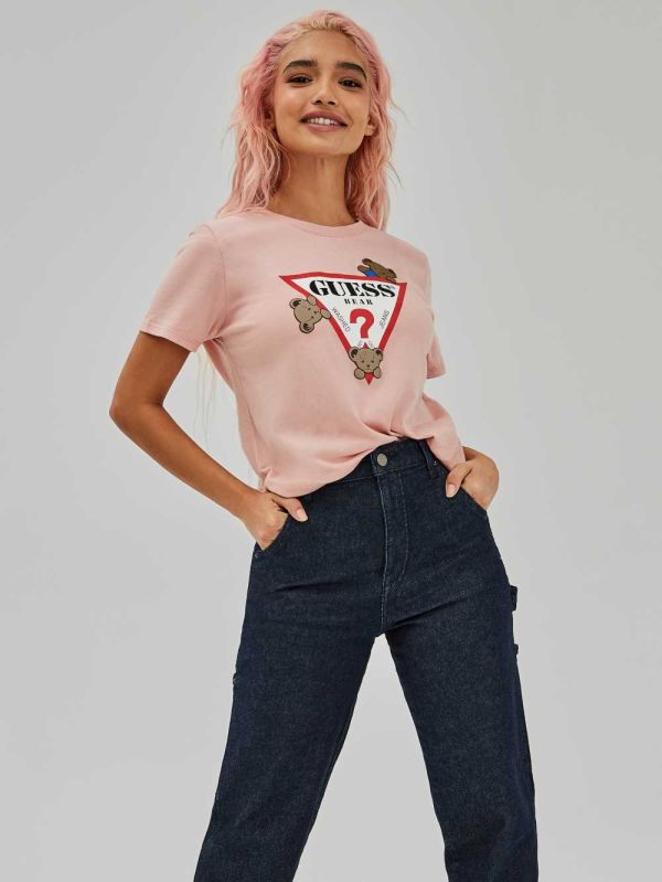 Pink Women's Guess Kaira Easy T-shirt Australia Sale | 428TLCOEK