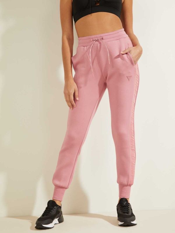 Pink Women's Guess Scuba Logo Tape Joggers Australia Sale | 467URPXYL