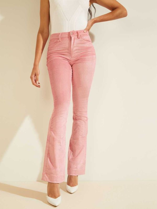 Pink Women's Guess Super-High Rise Corduroy Pants Australia Sale | 706TDGUZL