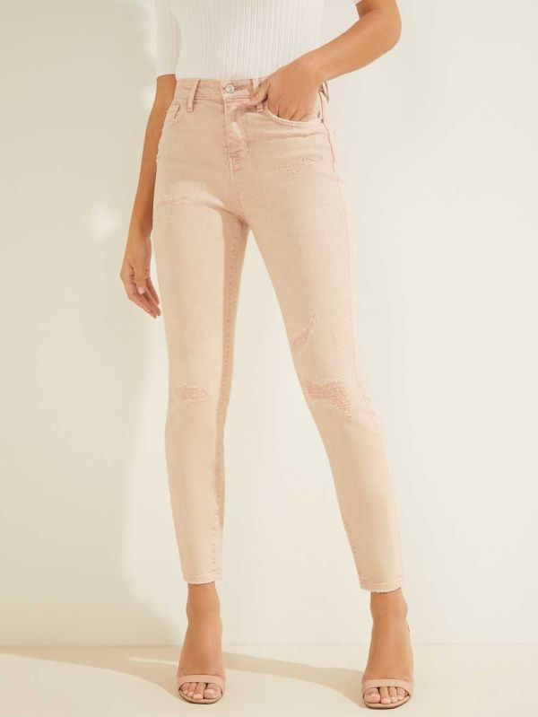 Pink Women's Guess Super-High Rise Ultimate Skinny Jeans Australia Sale | 912YMALJW