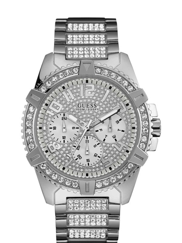 Platinum Men's Guess Silver-Tone Multifunction Watches Australia Sale | 792ACTPSO