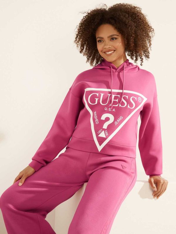 Purple Women's Guess Eco Logo Hooded Sweatshirt Australia Sale | 014RZEAQT