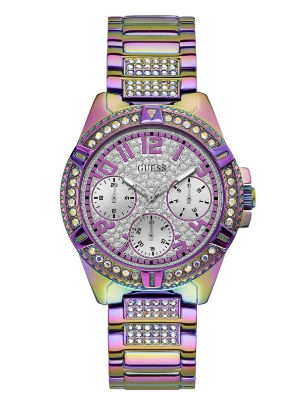 Purple Women's Guess Iridescent Crystal Multifunction Watches Australia Sale | 597OMBKCD