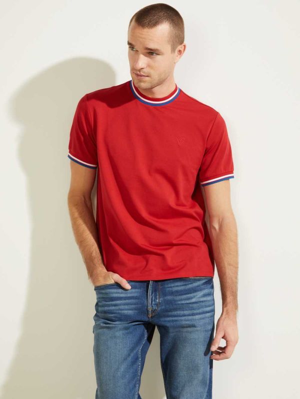 Red Men's Guess Paul Ringer T-shirt Australia Sale | 829CUKTYJ