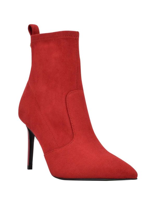 Red Women's Guess Dafina Faux-Suede Sock Booties Australia Sale | 047HCSEUG