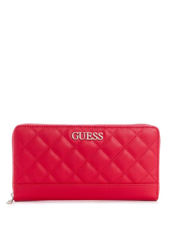 Red Women's Guess Illy Check Organizer Wallets Australia Sale | 704TYAQJU