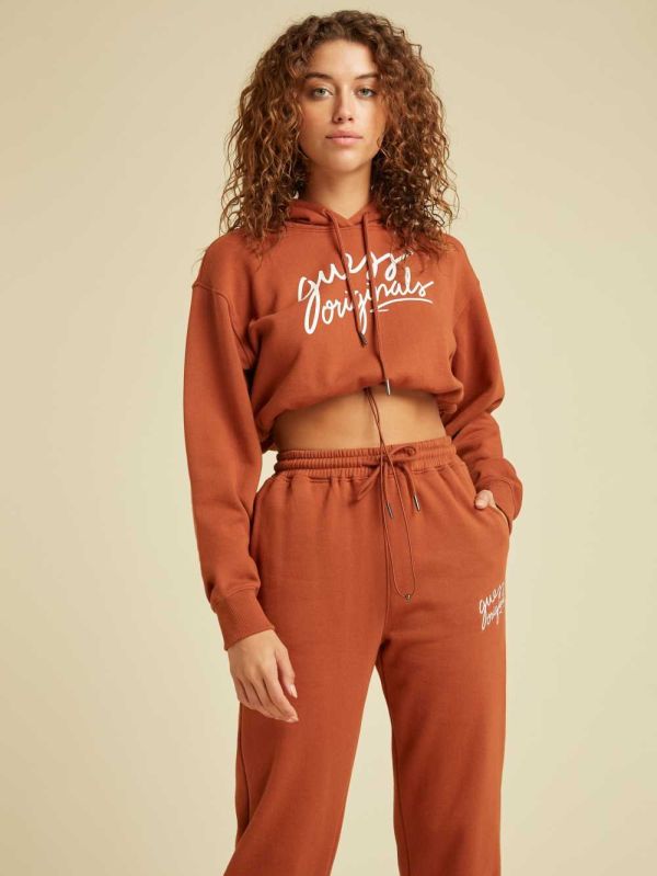 Red Women's Guess Originals Cropped Hoodie Australia Sale | 271PRCXFJ