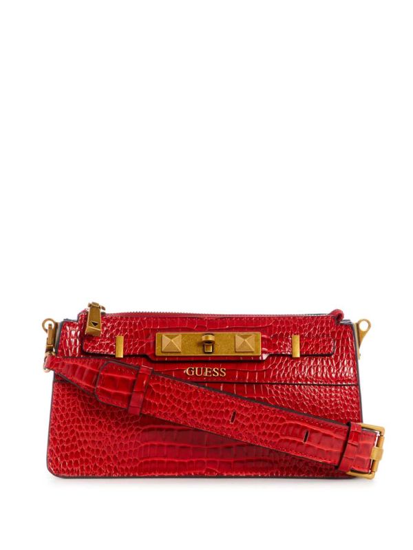 Red Women's Guess Raffie Mini Crossbody Bags Australia Sale | 867XKHWDB