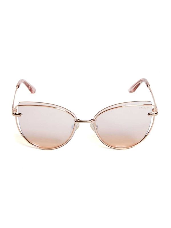 Rose Gold Women's Guess Wired Cat Eye Sunglasses Australia Sale | 270DYXSQG