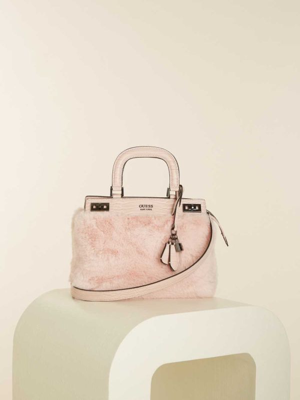 Rose Pink Women's Guess Katey Luxe Satchel Bags Australia Sale | 143JZEFTV