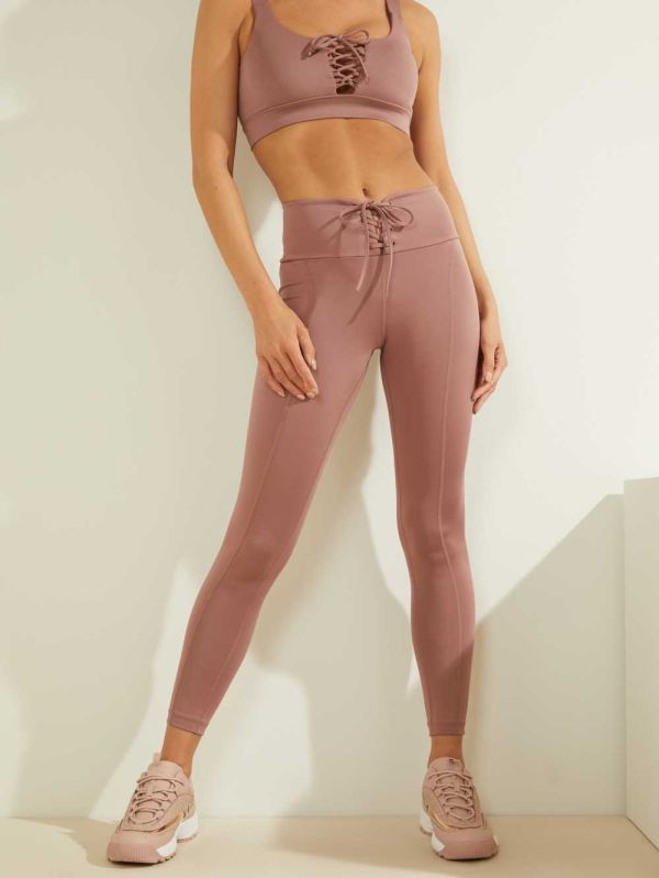 Rose Women's Guess Lace-Up Leggings Australia Sale | 586FILWEK