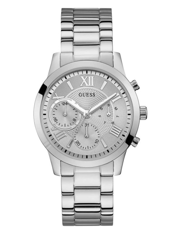 Silver Men's Guess Silver-Tone Watches Australia Sale | 306JDCKZA