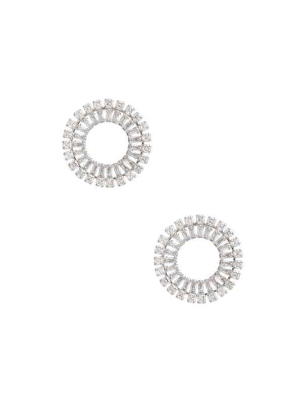 Silver Women's Guess Cubic Zirconia Round Earrings Australia Sale | 630HPUBVX