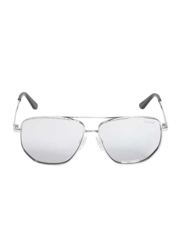 Silver Women's Guess Kelly Aviator Sunglasses Australia Sale | 649OCIEPV