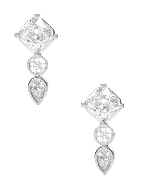 Silver Women's Guess Pendant and Quattro G Logo Drop Earrings Australia Sale | 058QMBSFH