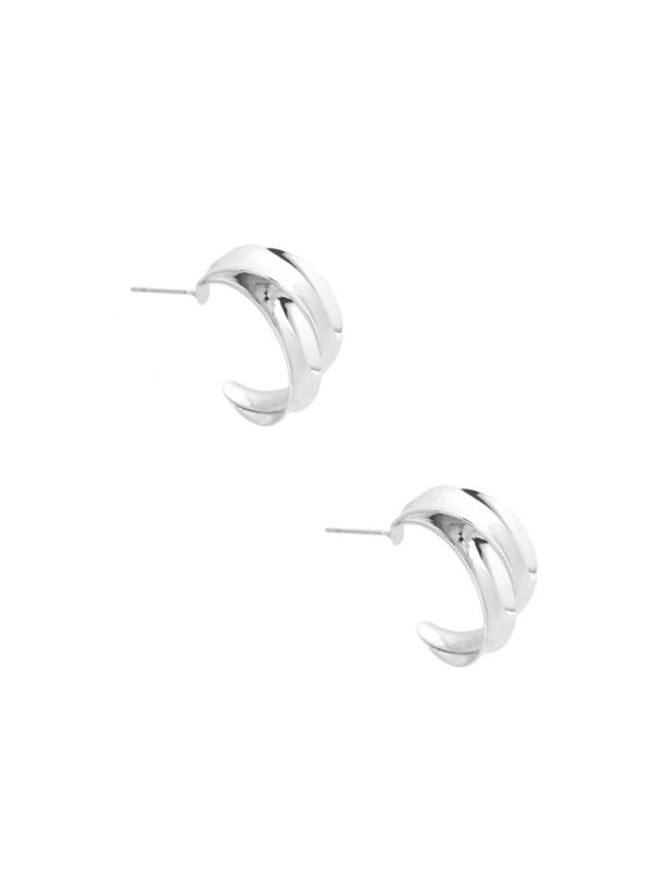 Silver Women's Guess Silver-Tone Double Hoop Earrings Australia Sale | 018YPQKSJ