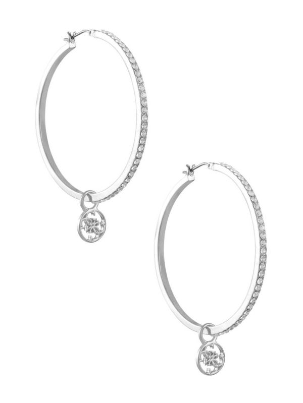 Silver Women's Guess Silver-Tone Quattro G Hoop Earrings Australia Sale | 085LFRJTM