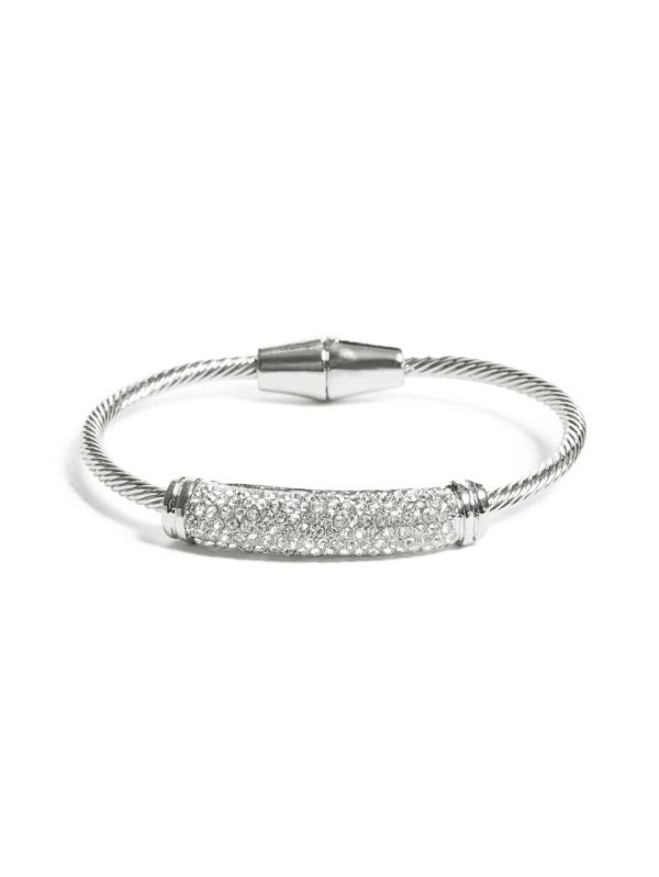 Silver Women's Guess Twisted Magnetic Bracelet Australia Sale | 986ERWFQV