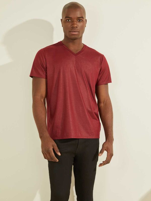 Wash Men's Guess Mason Yoke V-Neck T-shirt Australia Sale | 391ZMFQUC