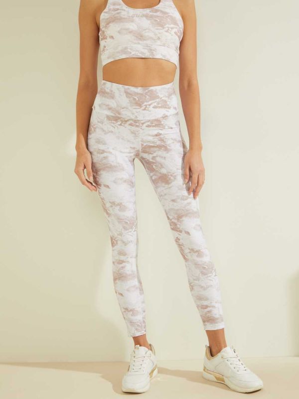 White Flower Women's Guess Eco Marble Leggings Australia Sale | 809IYXPTK