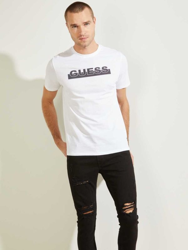 White Men's Guess Apex T-shirt Australia Sale | 827NWJOBZ