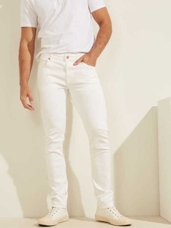 White Men's Guess Classic Solid Skinny Jeans Australia Sale | 186XBZTQV