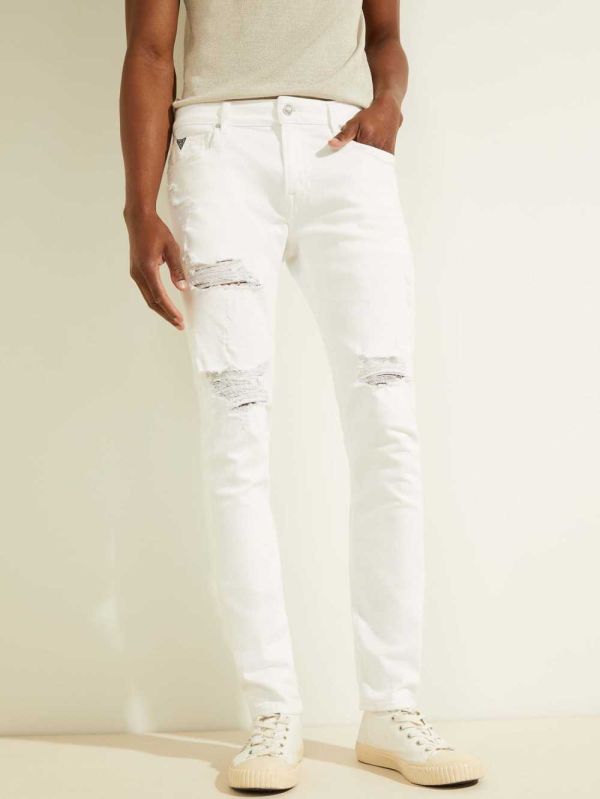 White Men's Guess Destroyed Painter's Skinny Jeans Australia Sale | 465JCYHDQ