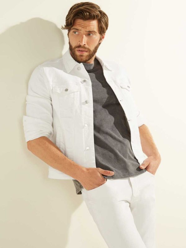 White Men's Guess Dillion Denim Jackets Australia Sale | 921CIZEDX