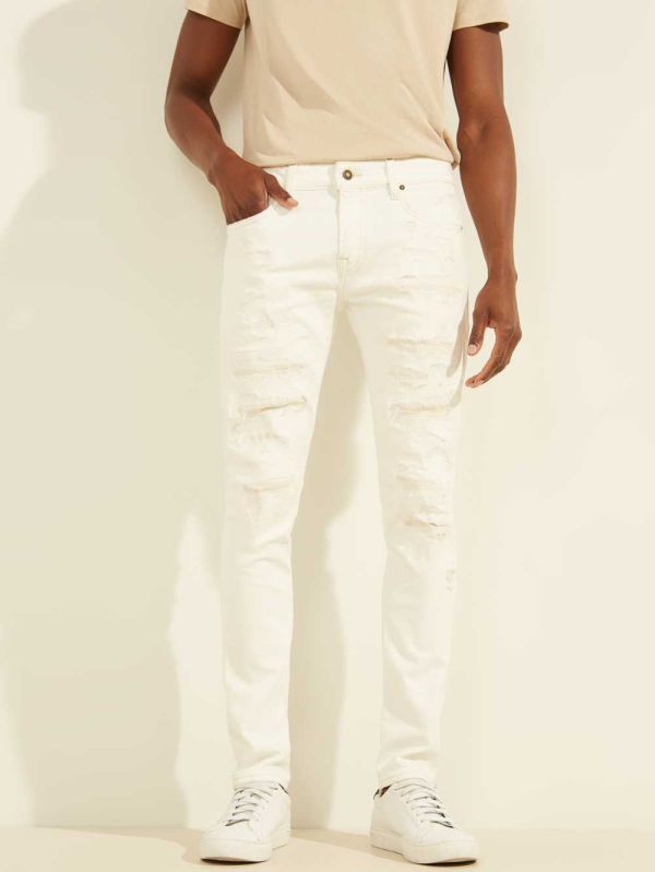 White Men's Guess Distressed Skinny Painter Jeans Australia Sale | 865DTLZBN