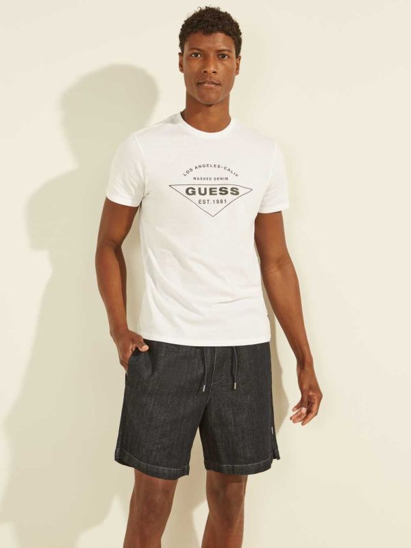 White Men's Guess Eco Logo T-shirt Australia Sale | 956OWCBUX