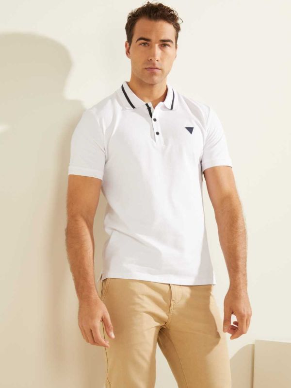 White Men's Guess Eco Lyle Polo Shirts Australia Sale | 945DKEPWY