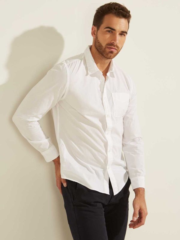 White Men's Guess Laguna Washed Shirts Australia Sale | 603BVXSCN